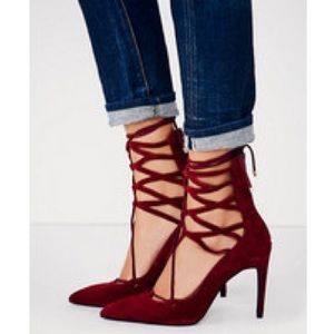 Jeffrey Campbell Free People Hierro Heel Lace up Red/Rouge size 6 Box included.
